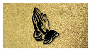 DSC700 516 BK SH GD Black Praying Hands Shimmer Gold Background